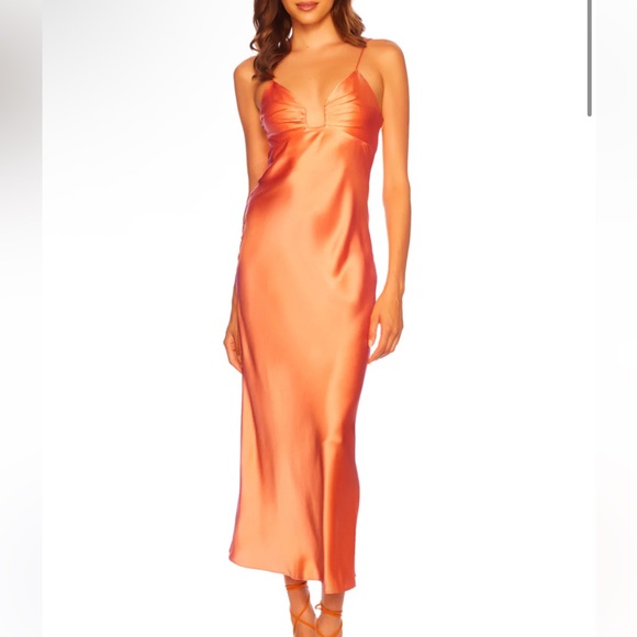 Susana Monaco silk square wire bias dress nectarine - Picture 1 of 8